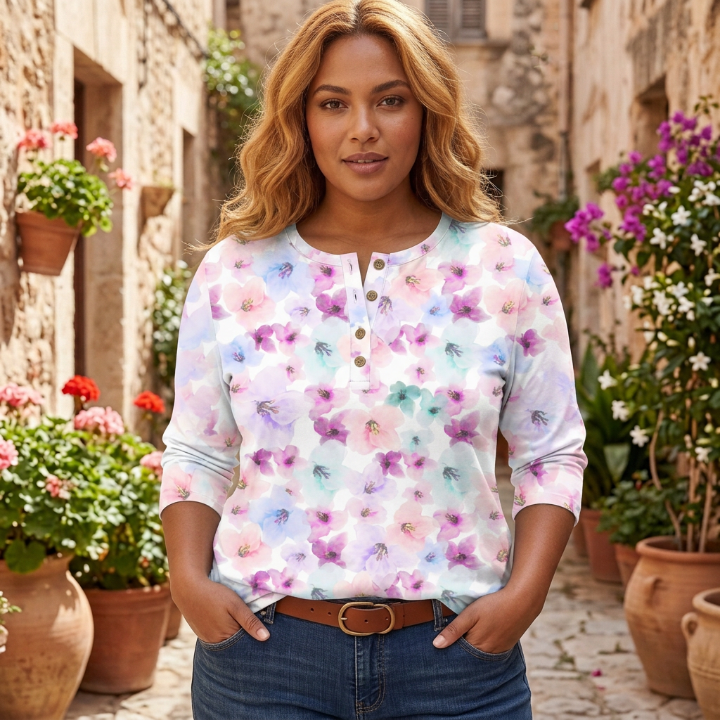 Clemence | Vintage Tuin Bloemenprint Dames Top