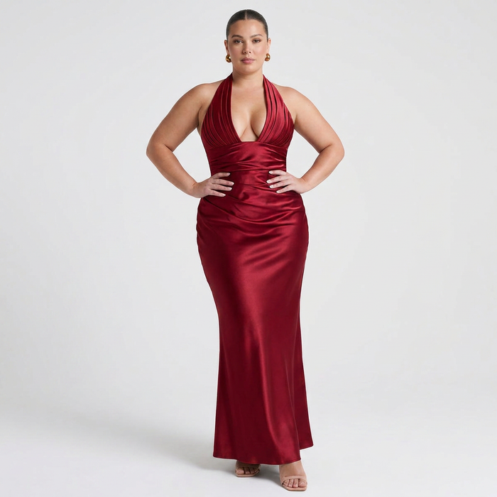 Briar Satijnen Halter Maxi Jurk