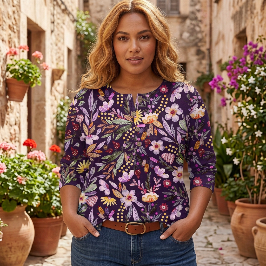 Clemence | Vintage Tuin Bloemenprint Dames Top