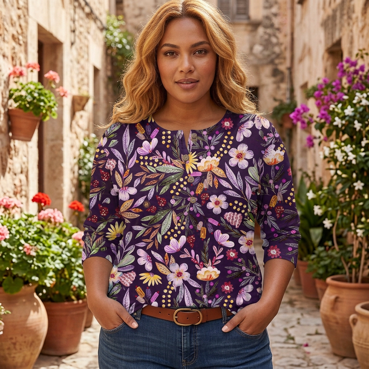 Clemence | Vintage Tuin Bloemenprint Dames Top
