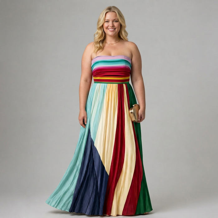 Stella & Grace™ | Strapless Geplooide Maxi Jurk