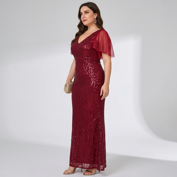 Yasmin | Betoverende Bordeau Avondjurk