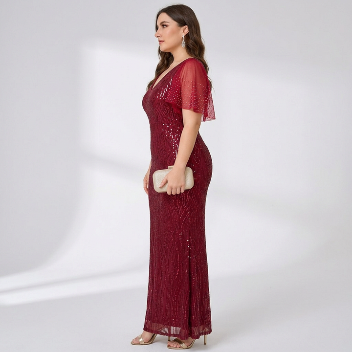 Yasmin | Betoverende Bordeau Avondjurk
