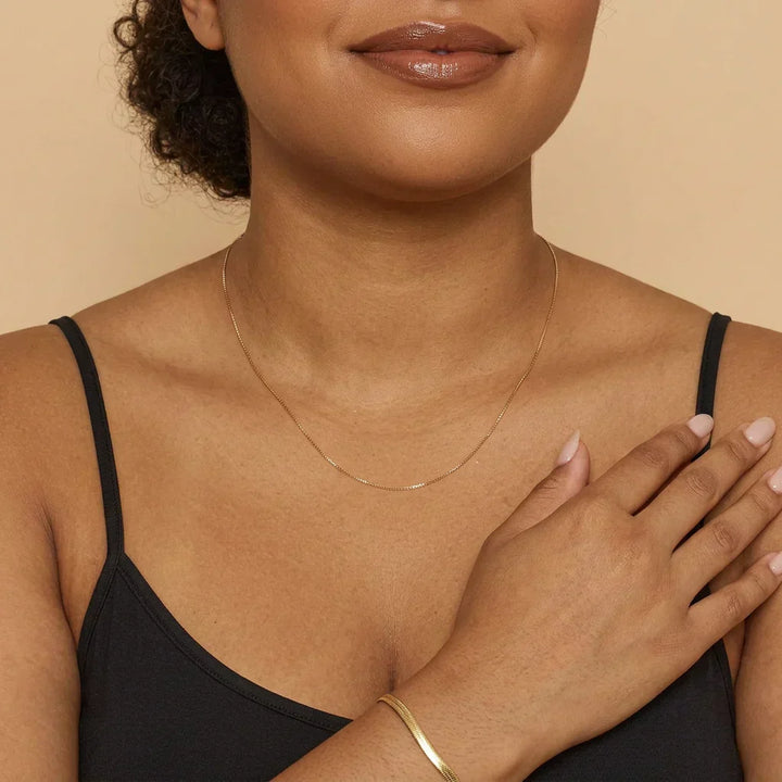 Nadya Box Ketting | Wit Goud