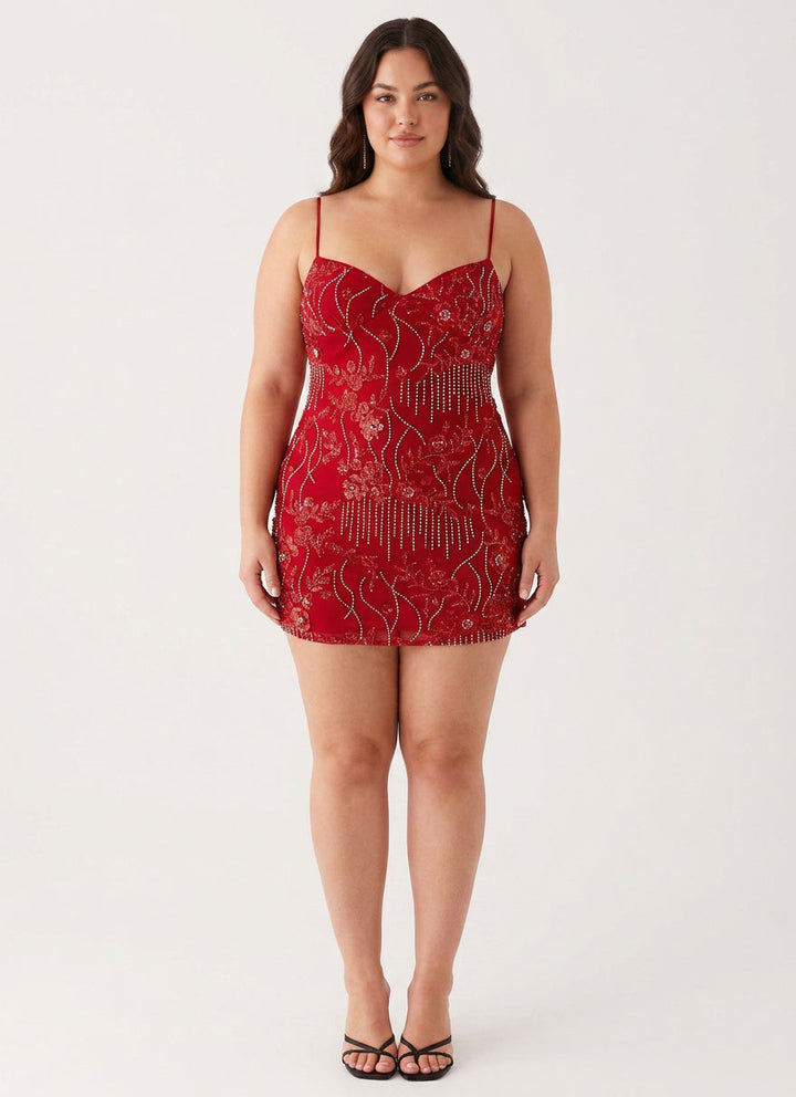 Honora - Sprankelende Beaded Mini Jurk
