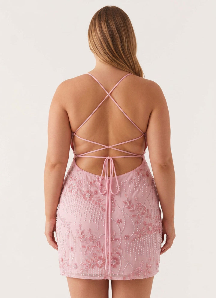 Honora - Sprankelende Beaded Mini Jurk