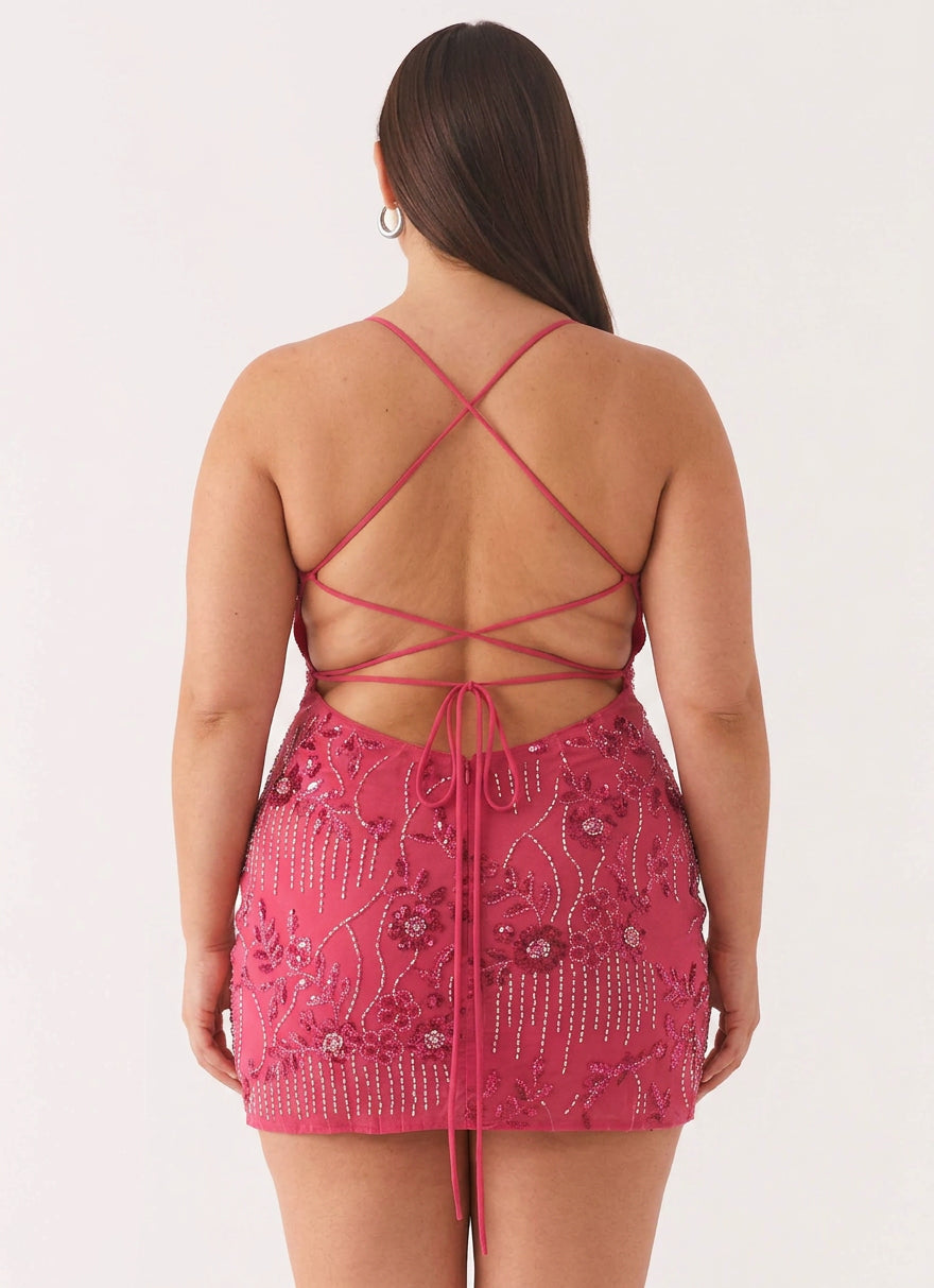 Honora - Sprankelende Beaded Mini Jurk