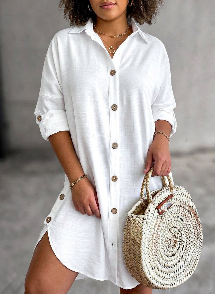 Leona - Knop-Up Shirt Jurk