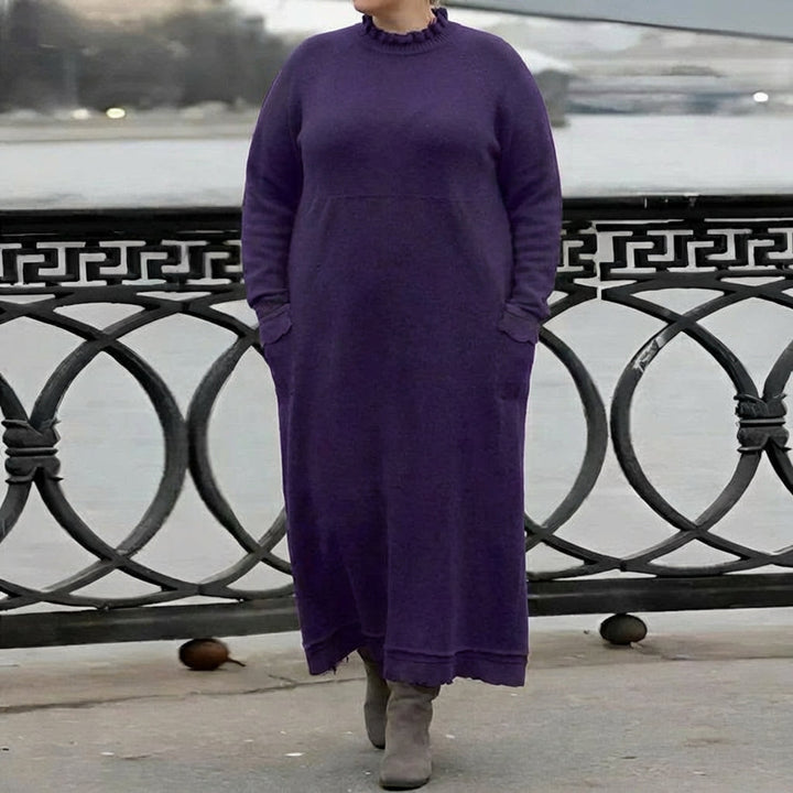 Hazel Gebreide Maxi Jurk – Cozy Lange Mouwen Overmaatse Winterjurk