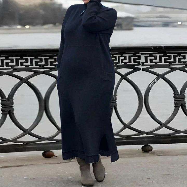 Hazel Gebreide Maxi Jurk – Cozy Lange Mouwen Overmaatse Winterjurk