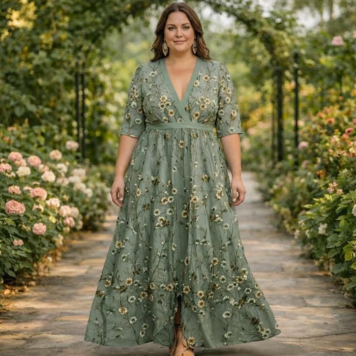 Juno | Botanische Elegantie Maxi Jurk