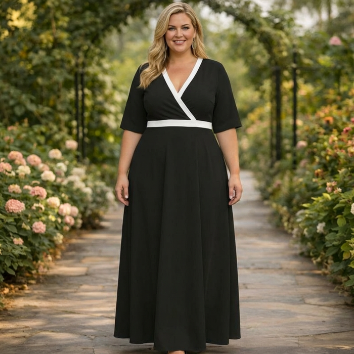 Ondine | Klassieke Contrast Maxi Jurk