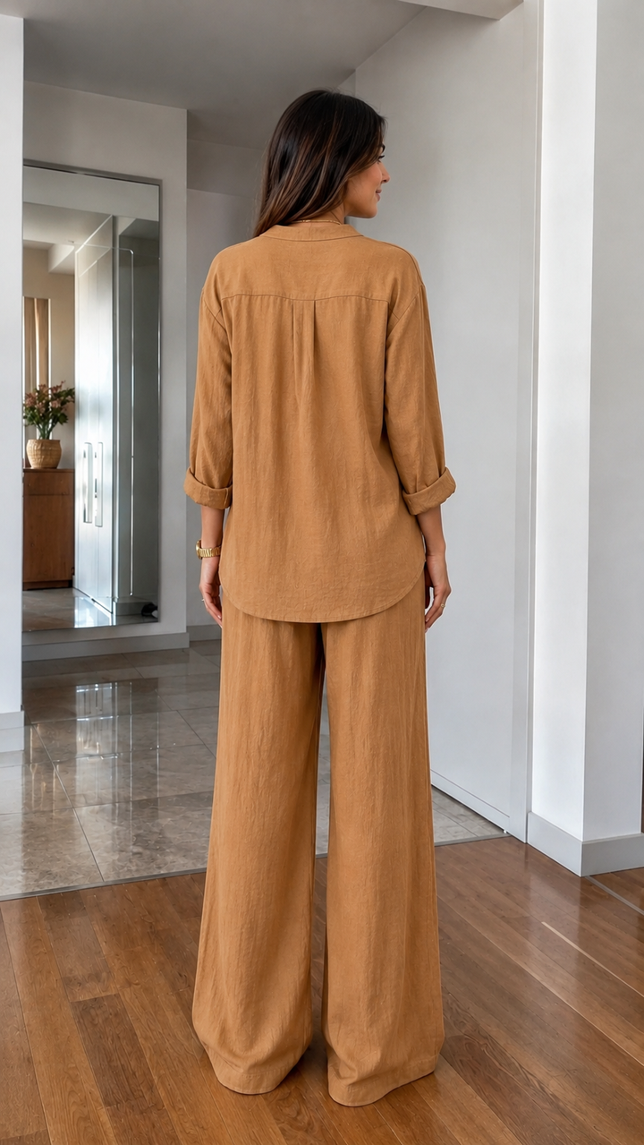 Vrouwen Pants Set met V-hals en Lange Mouwen
