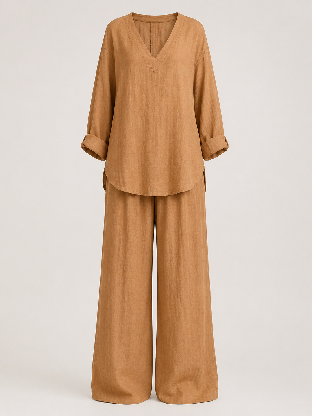 Vrouwen Pants Set met V-hals en Lange Mouwen