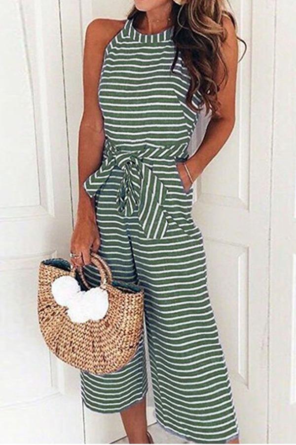 Olwen - Mooie Gestreepte Jumpsuit met Tailleband