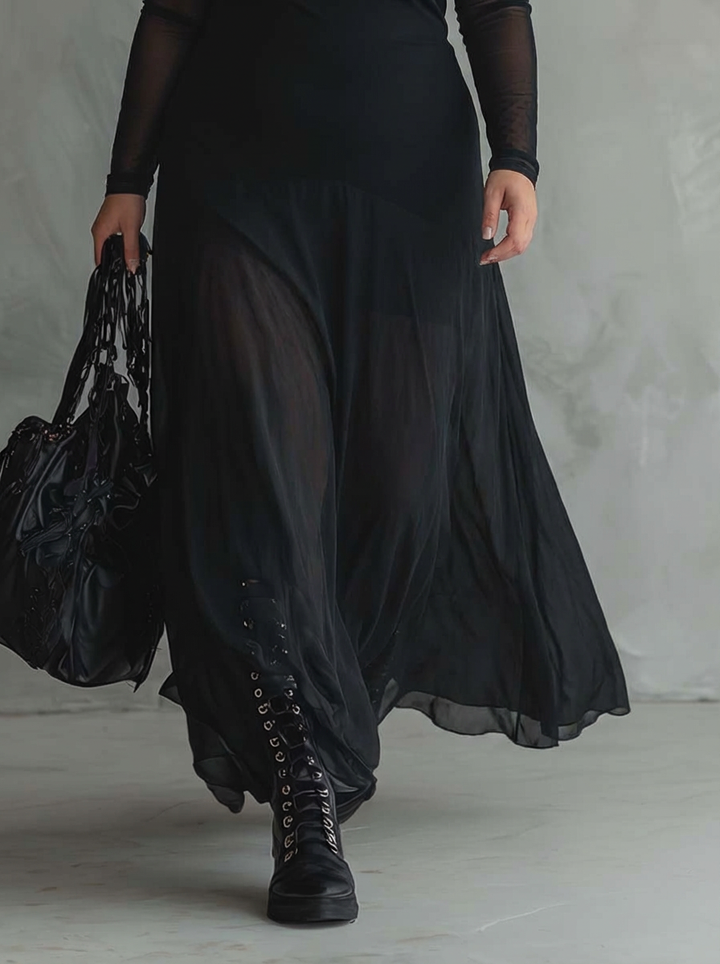 OPALINE | LOSSE TULLE MAXI JURK