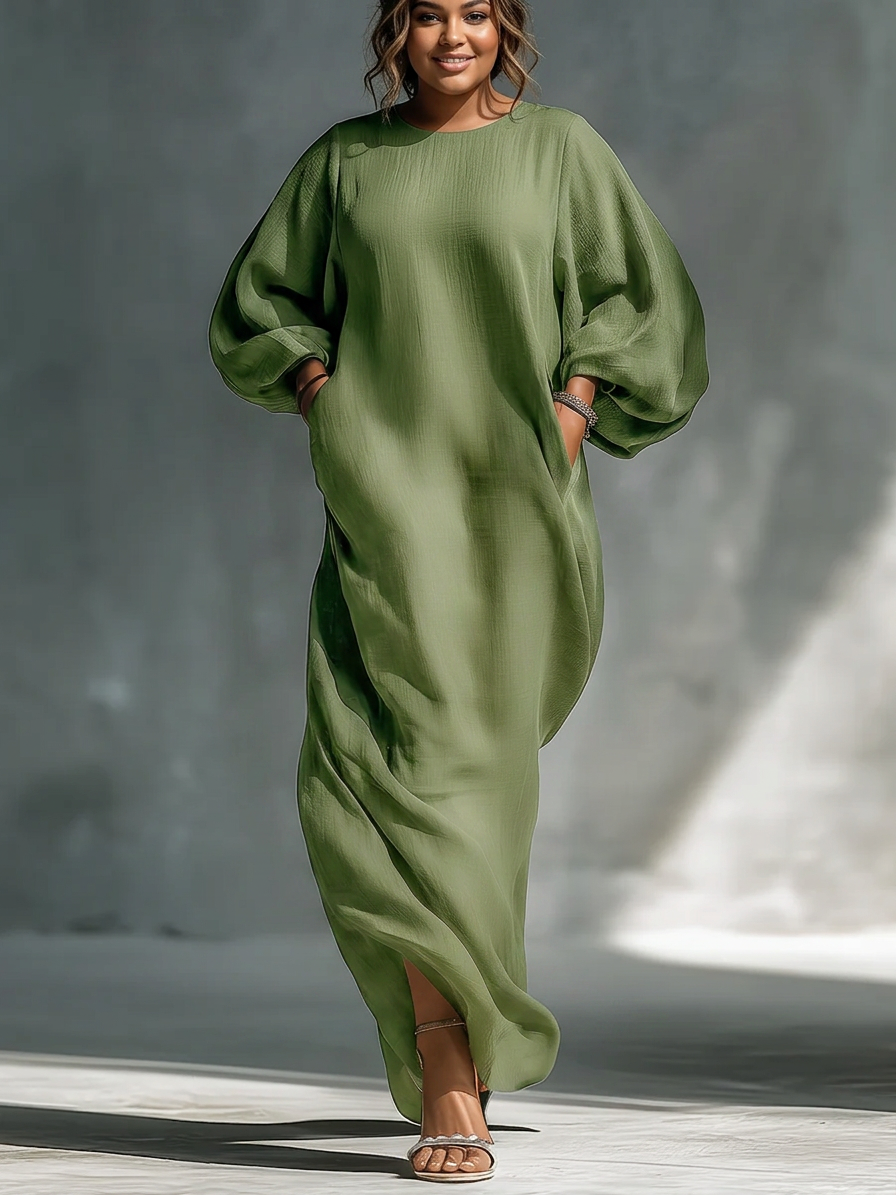 Gwendolyn | Groene Off-Shoulder Puff Sleeve Maxi Jurk