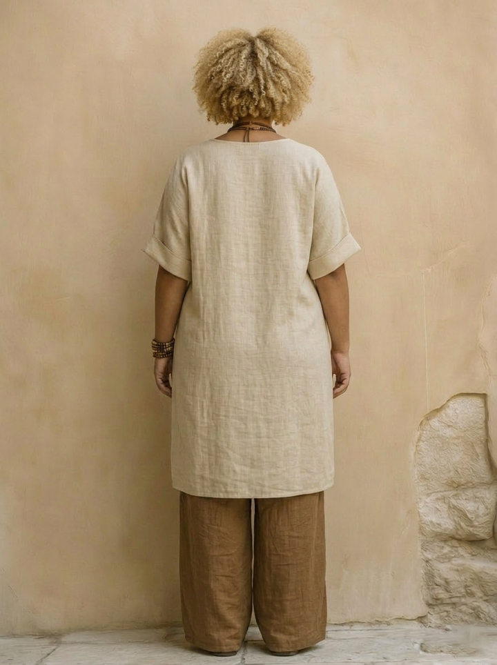 Alessia | Donkergrijs &amp; Bruin Tribale Print Drie-Delige Set