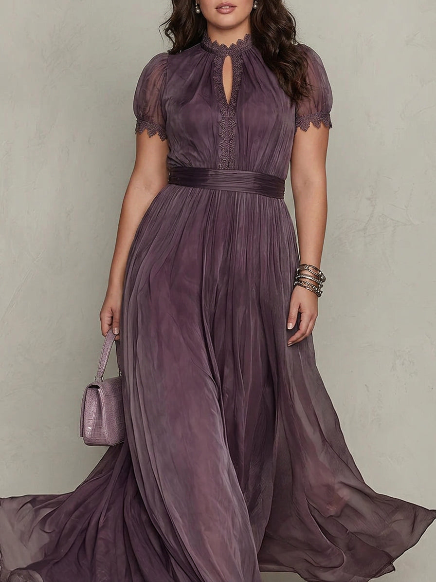 Aveline | Vintage Elegante Chiffon Maxi Jurk