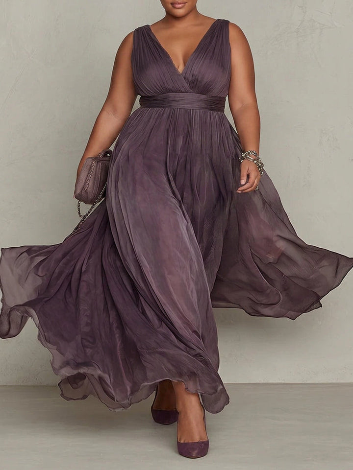 Aveline | Vintage Elegante Chiffon Maxi Jurk