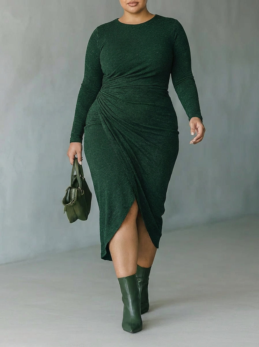 POSY | ASYMMETRISCHE PLEATED WRAP MIDI JURK