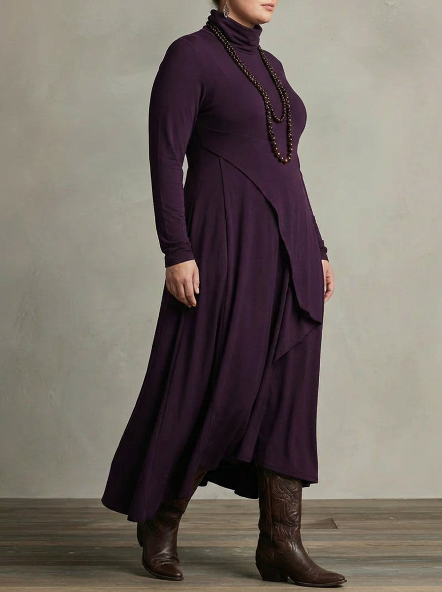 MONROE | GEPLISSEERDE ASYMMETRISCHE HOOGE Kraag MAXI JURK