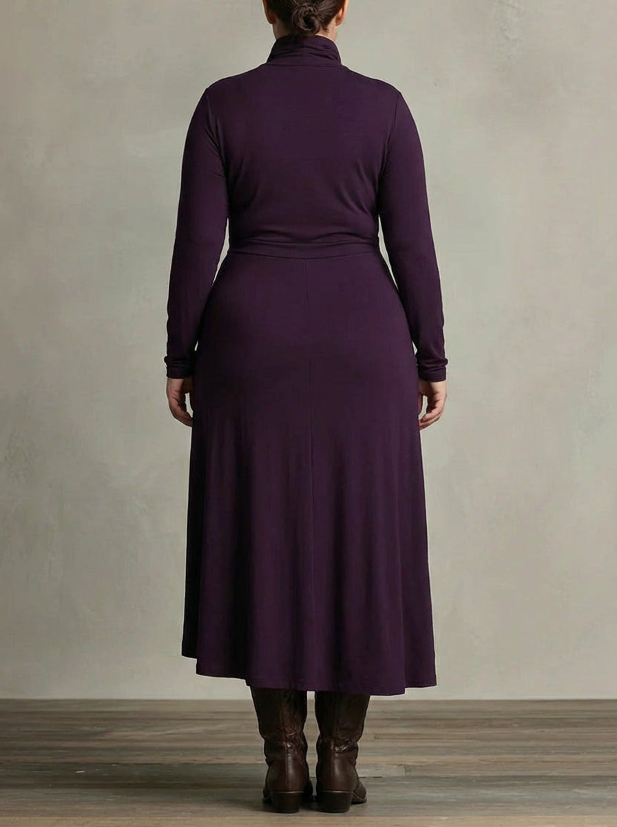 MONROE | GEPLISSEERDE ASYMMETRISCHE HOOGE Kraag MAXI JURK