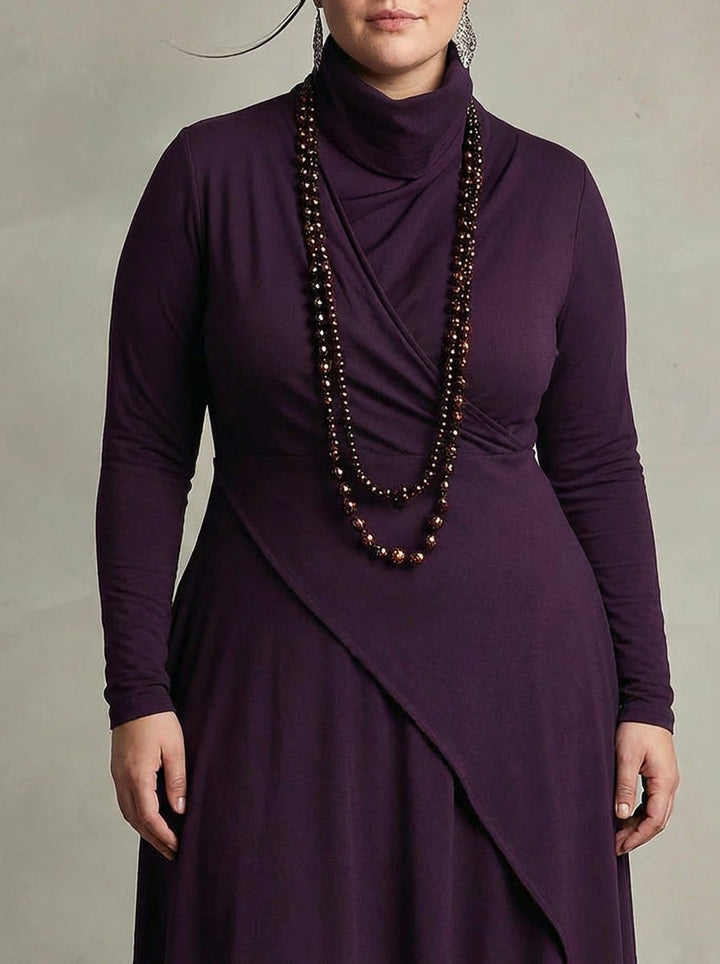 MONROE | GEPLISSEERDE ASYMMETRISCHE HOOGE Kraag MAXI JURK