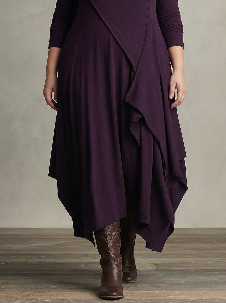 MONROE | GEPLISSEERDE ASYMMETRISCHE HOOGE Kraag MAXI JURK
