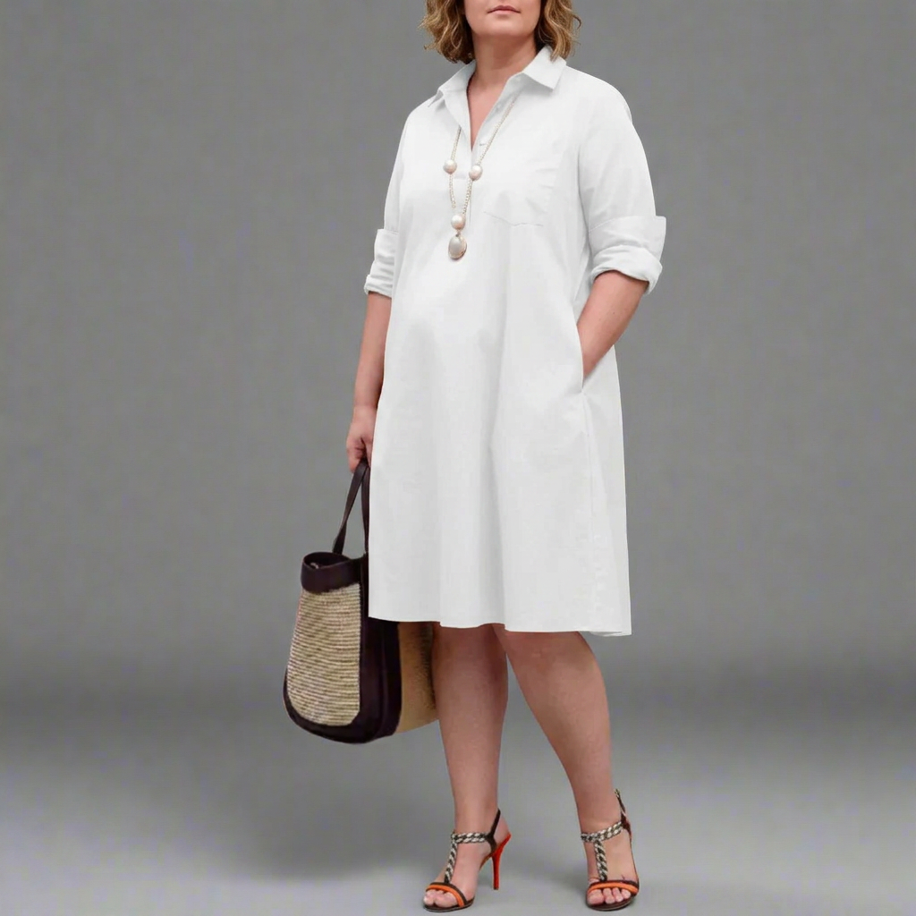 Yelena | Dames Katoenen Oversized Overhemdjurk Casual