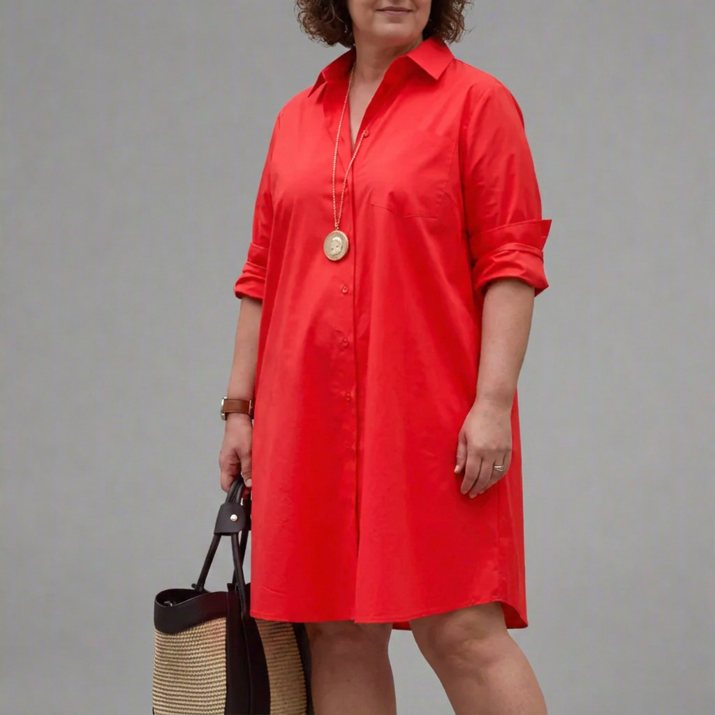 Yelena | Dames Katoenen Oversized Overhemdjurk Casual