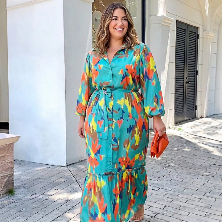 Jolie Geprinte Lapen Maxi Jurk: Elegante Vintage Flow