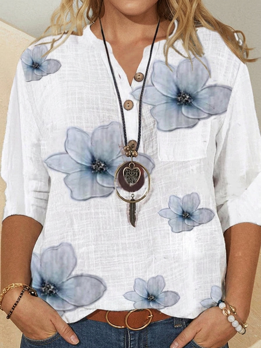 Birdie | Bloemen Knop Blouse