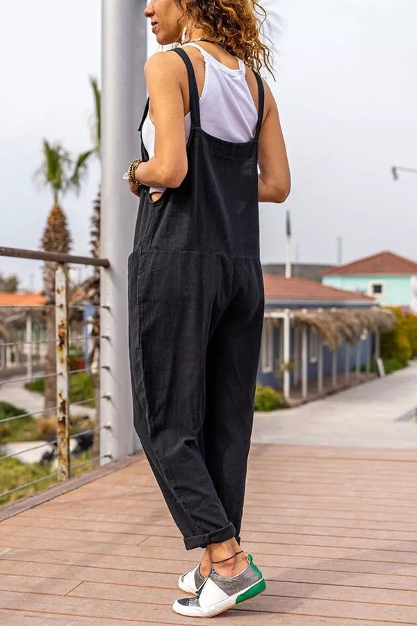Verity - Somewhere Sunny Pocketed Overall Jumpsuit