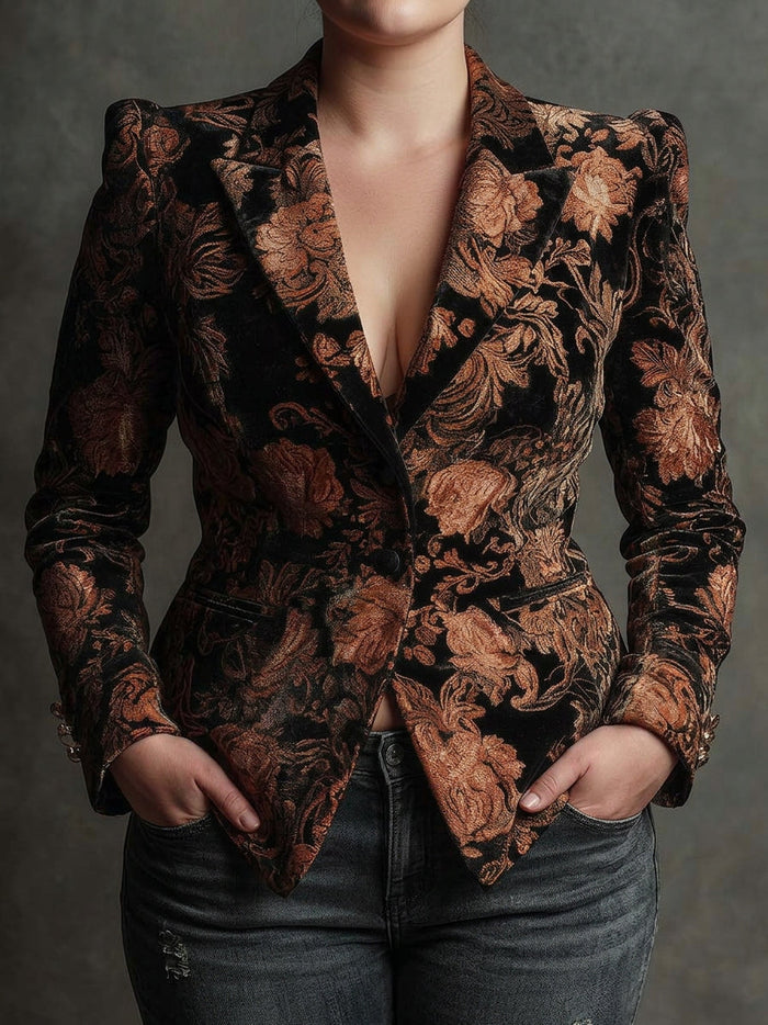 Dames Barok Blazer met Gecontoureerde Taille en Lange Mouwen