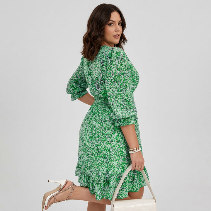 Linnea | Bloemen Puff Mouw Jurk