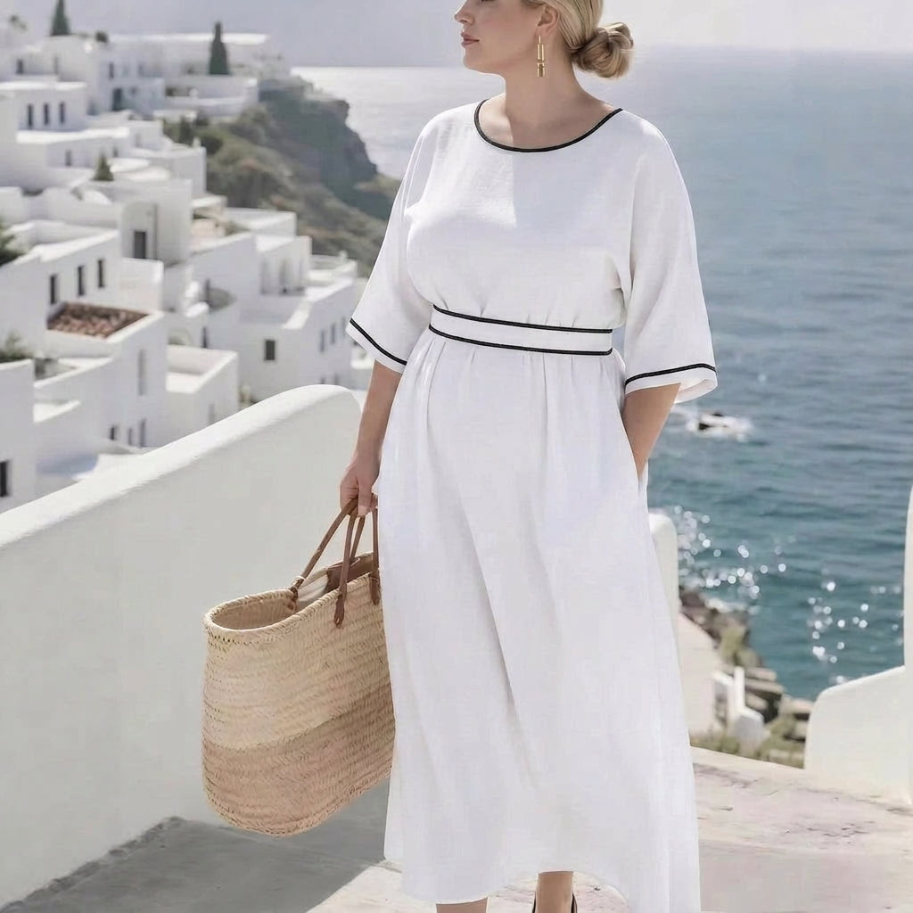 Oleander Commuter Maxi Jurk: Elegante Alledaagse Verfijning