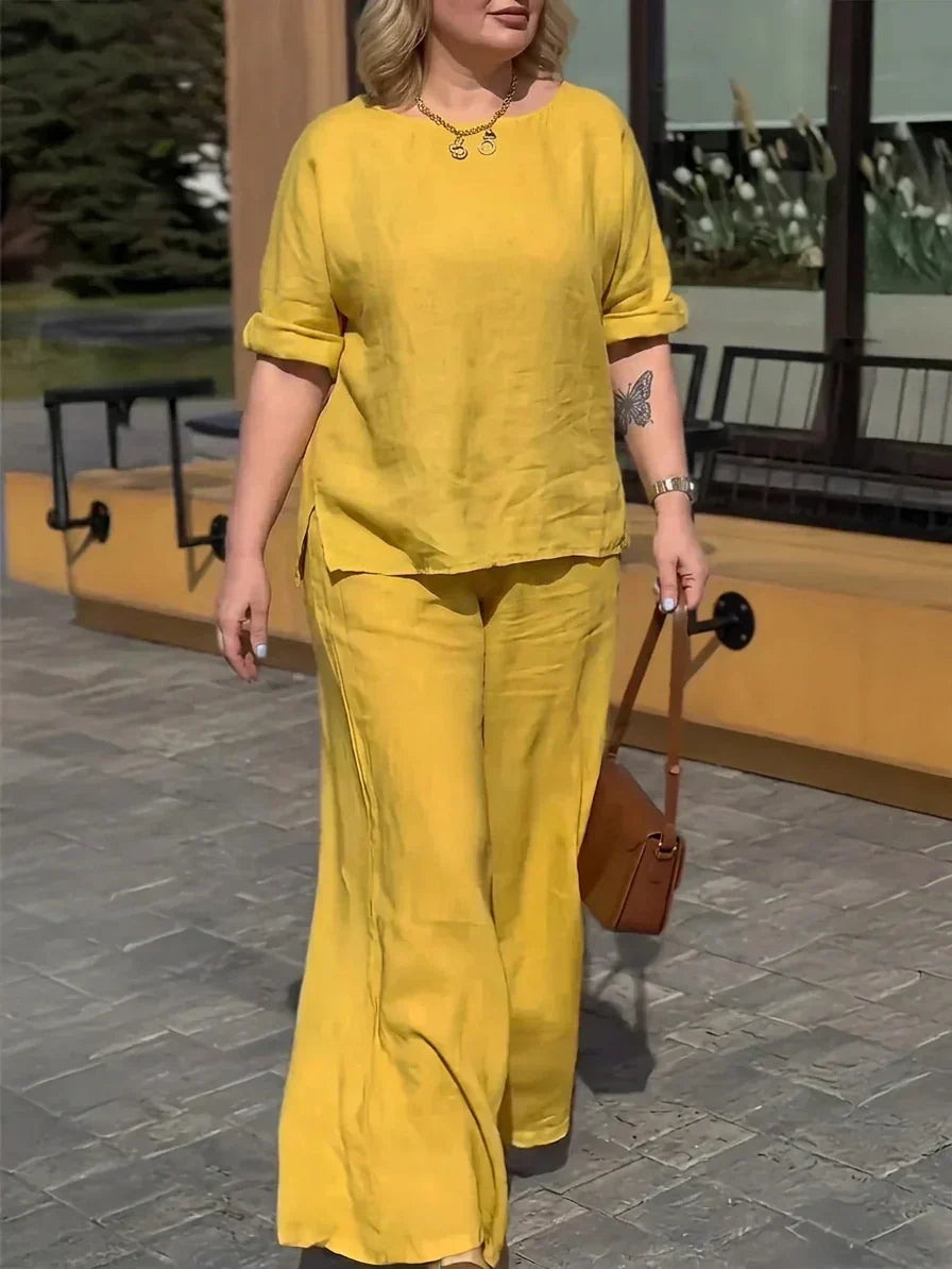 Verena - Dames Ronde Hals Lange Mouwen Broek Set