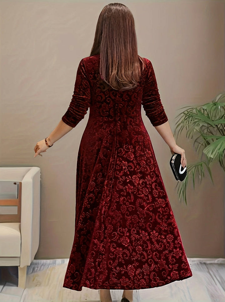 Evadne | Elegante Patroon Maxi Jurk