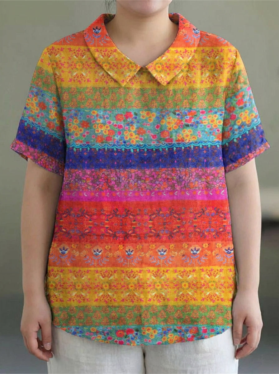 Lottie | Bloemige Gestreepte Shirt