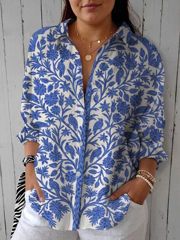 Ysolde – Blauwe Bloemenblouse
