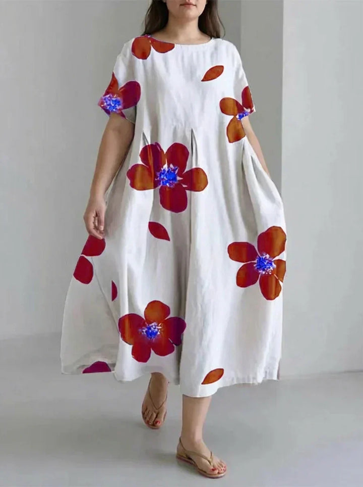 Faye | Lente en Zomer Casual Loose Ronde Hals Bloemen Rok Jurk