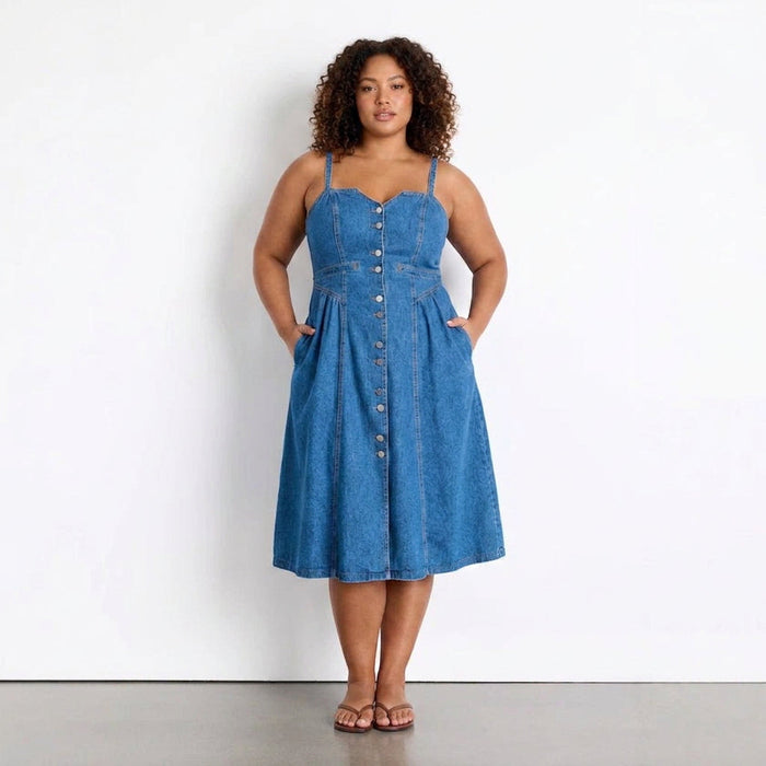 Rin V-hals Cardigan Denim