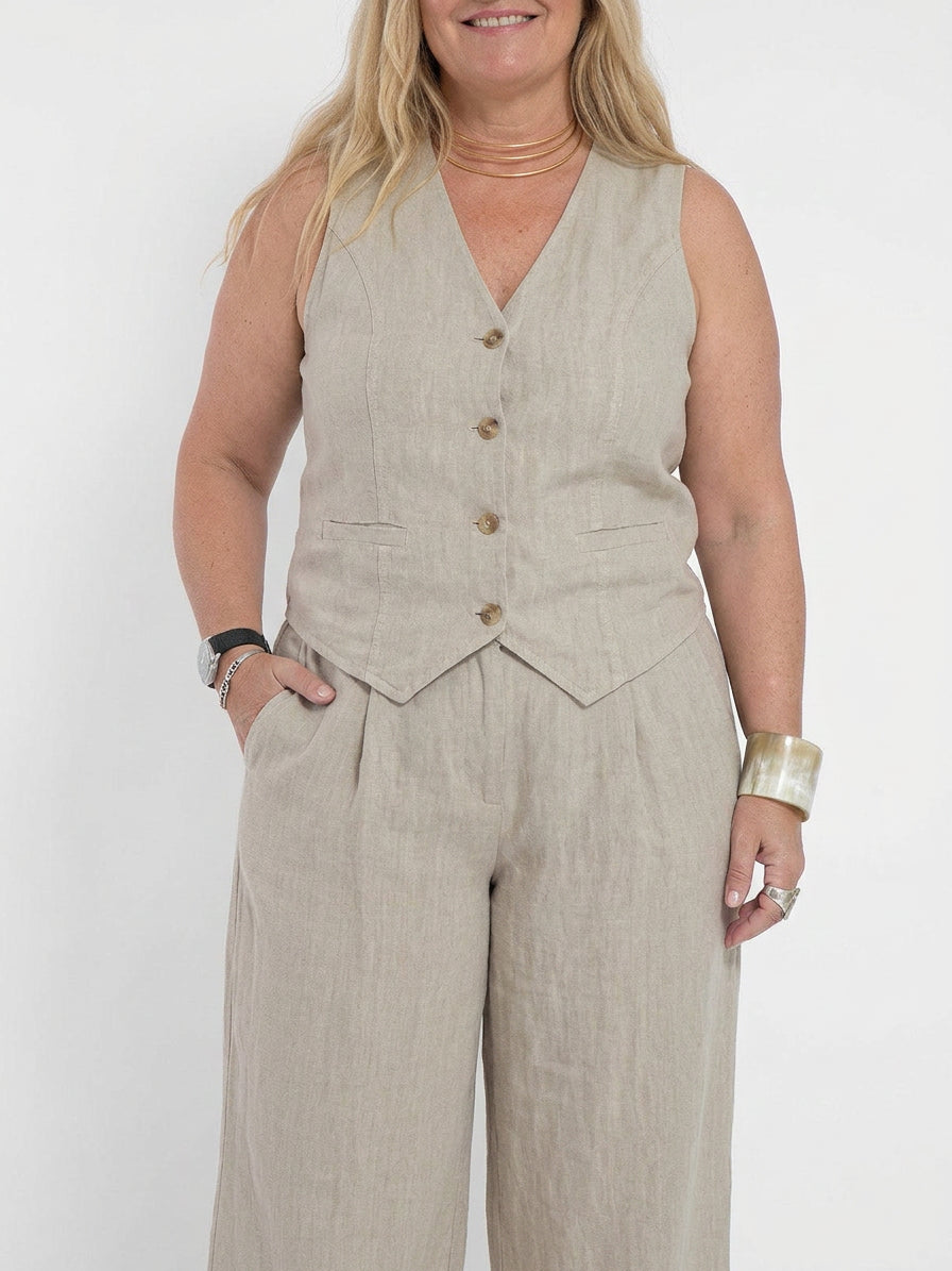 Seraphina – Co-ord Set Elegante Twee-delige Set Met Vest &amp; Broek Met Wijde Pijpen