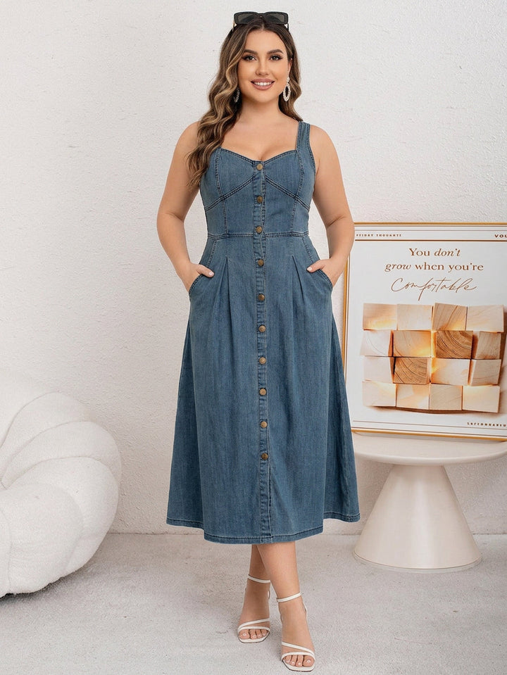 Cataleya Knopen-Vlieg Denim Jurk