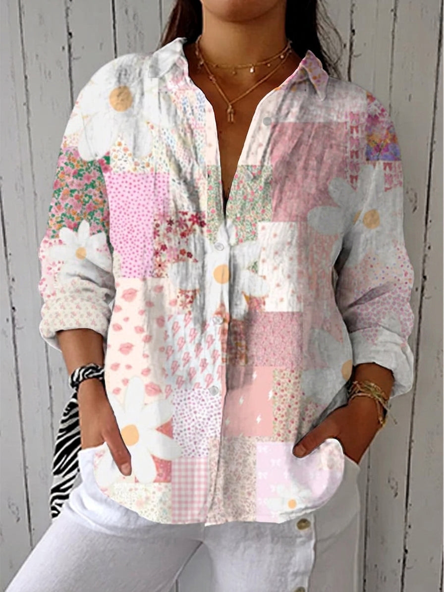 Aisha – Pastel Patchwork Blouse
