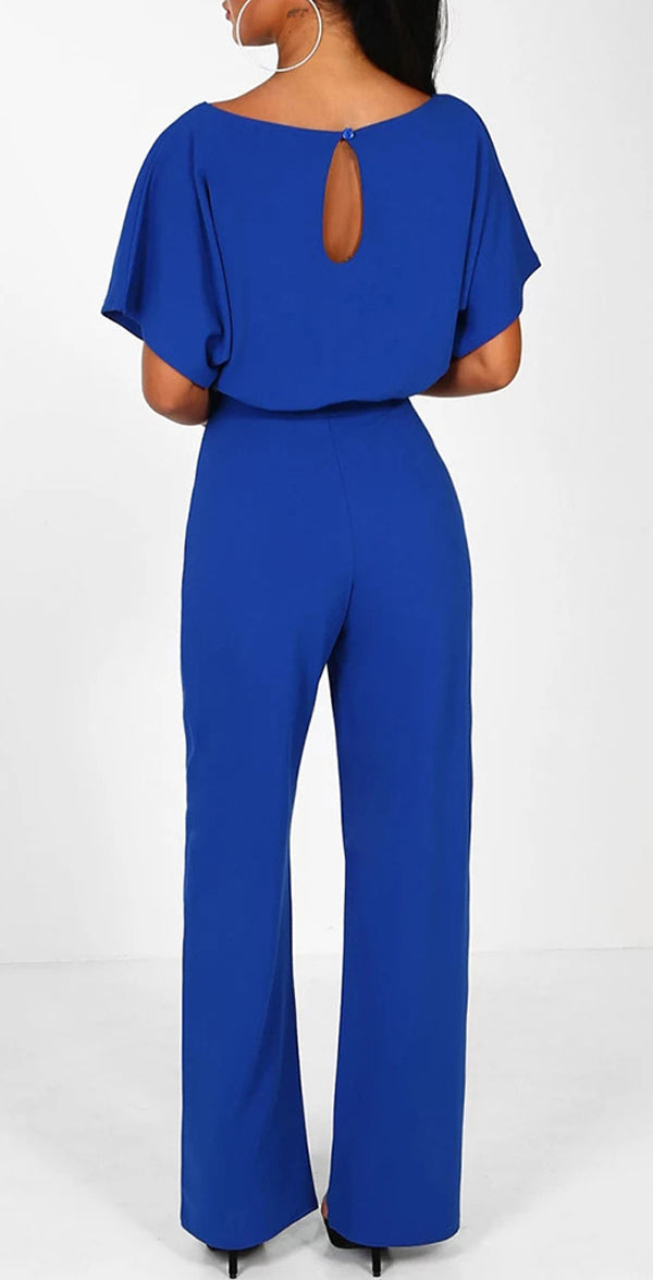 Cassia - Zomer knoopsluiting korte mouwen Jumpsuit