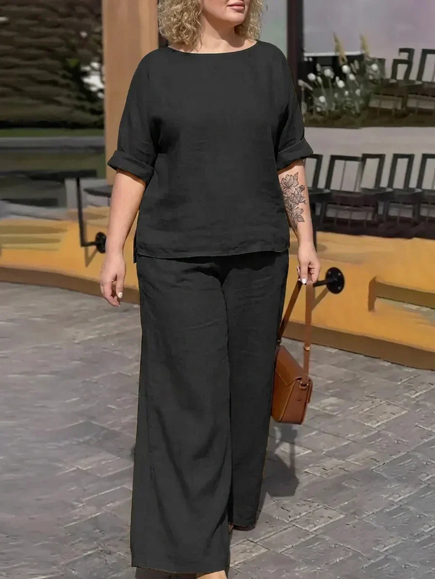 Galina - Dames Ronde Hals Lange Mouw Broek Set
