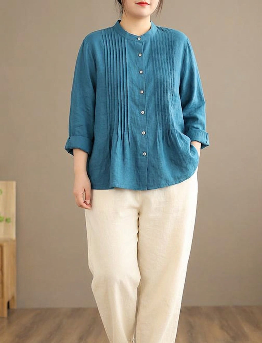 Cosima - Organische Witte Linnen Blouse Tunieken Vrouwen Ramie Blouse