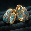 Gouden-Ton Turquoise Kralen Hoepel Oorbellen | Goud